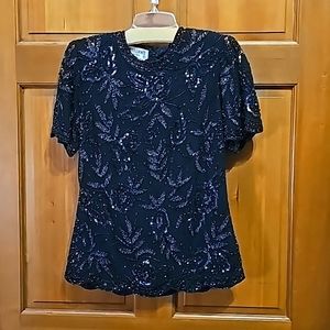 Brilliante black beaded formal top